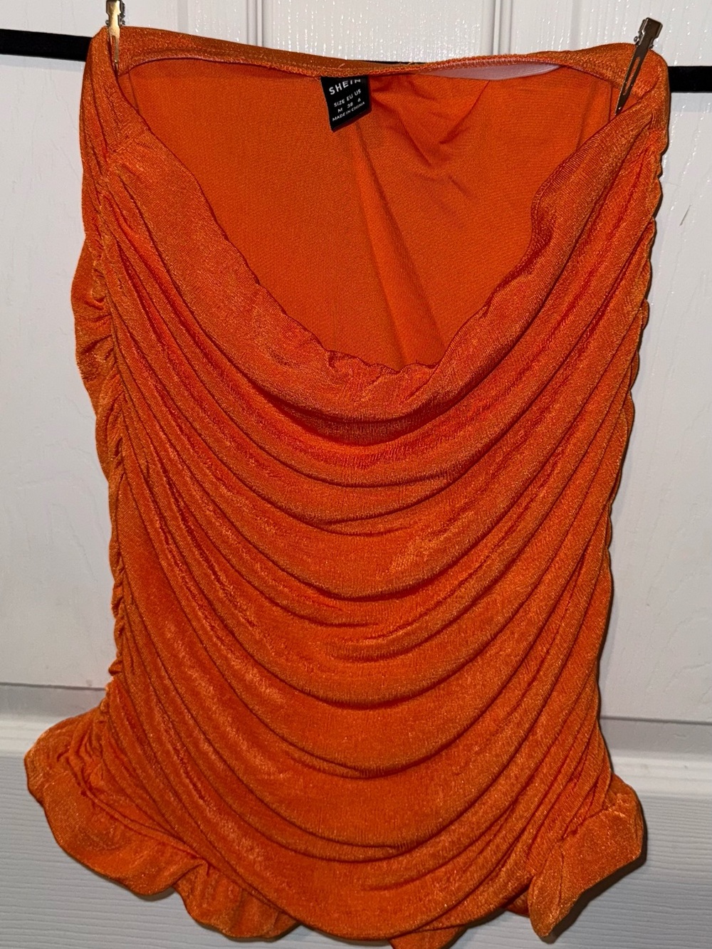 Orange Draped Ruched skirt